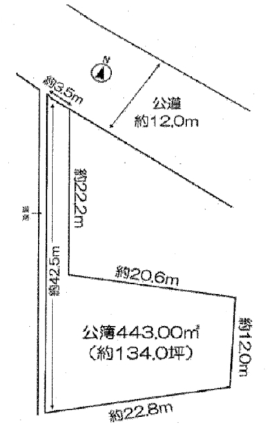 上尾駅　土地面積:443平米 ( 134坪 )　