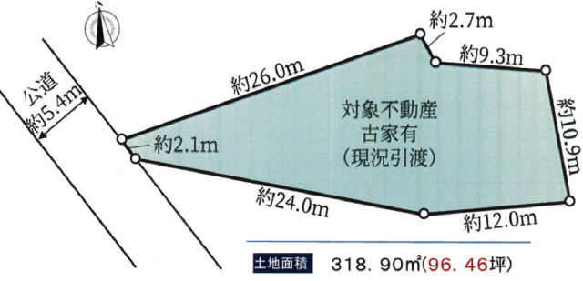 北上尾駅　徒歩24分　土地面積:318.9平米 ( 96.46坪 )　